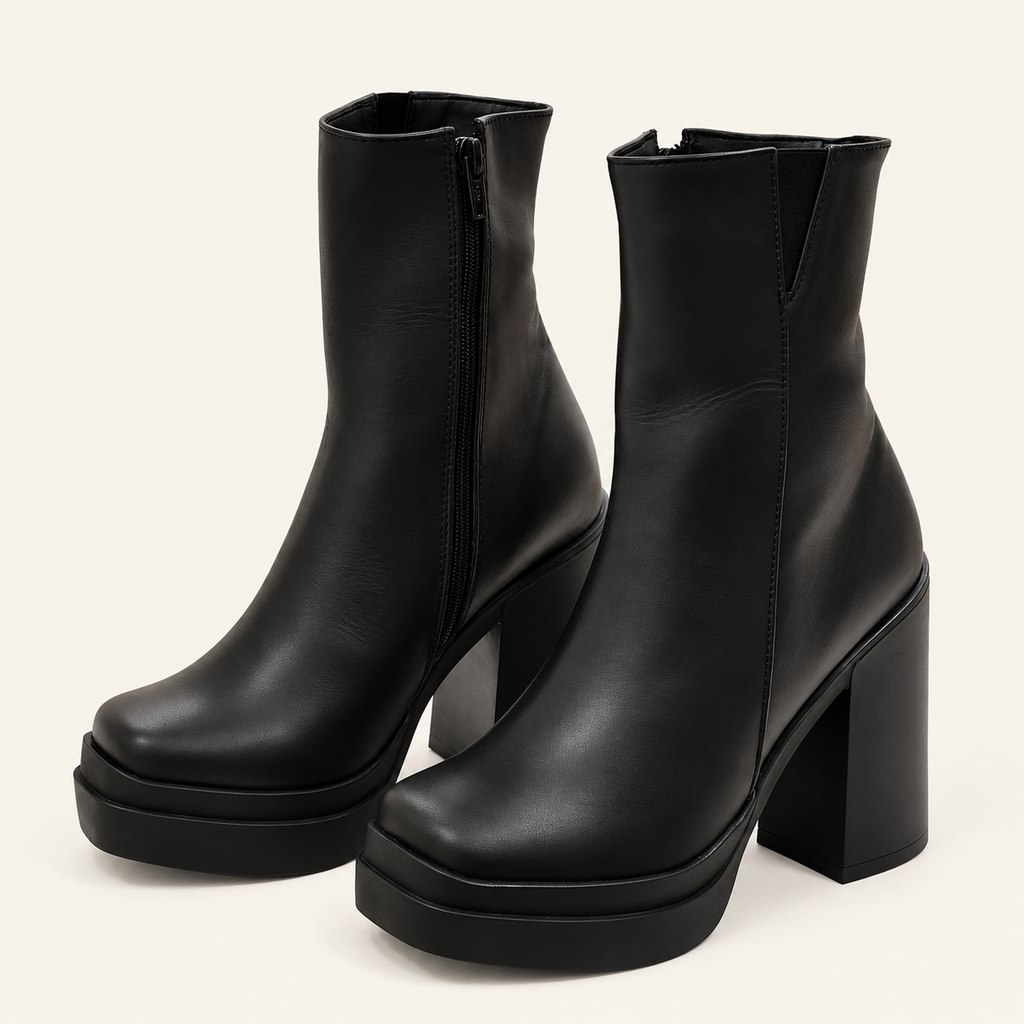 BOTAS EN CUERO PLATAFORMA BRATZ NEGRAS CÓDIGO 1026