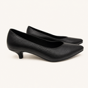 STILETTOS NEGROS EN CUERO TACÓN BEBÉ - CUBANO CÓDIGO 3033