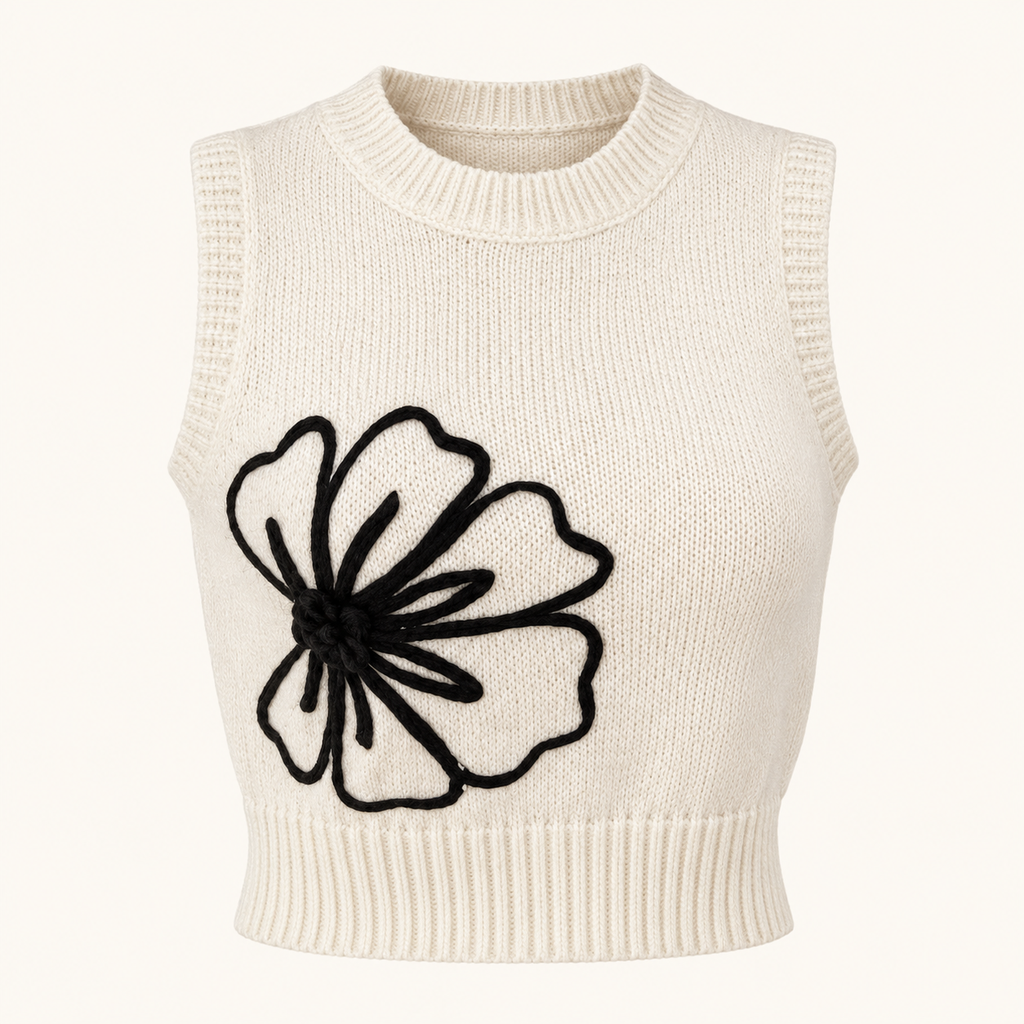 CHALECO HILO FLOR TEJIDA BLANCO CÓDIGO 5035