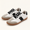 TENIS CUERO SUELA GOMA BLANCO HUESO - NEGRO CÓDIGO 023