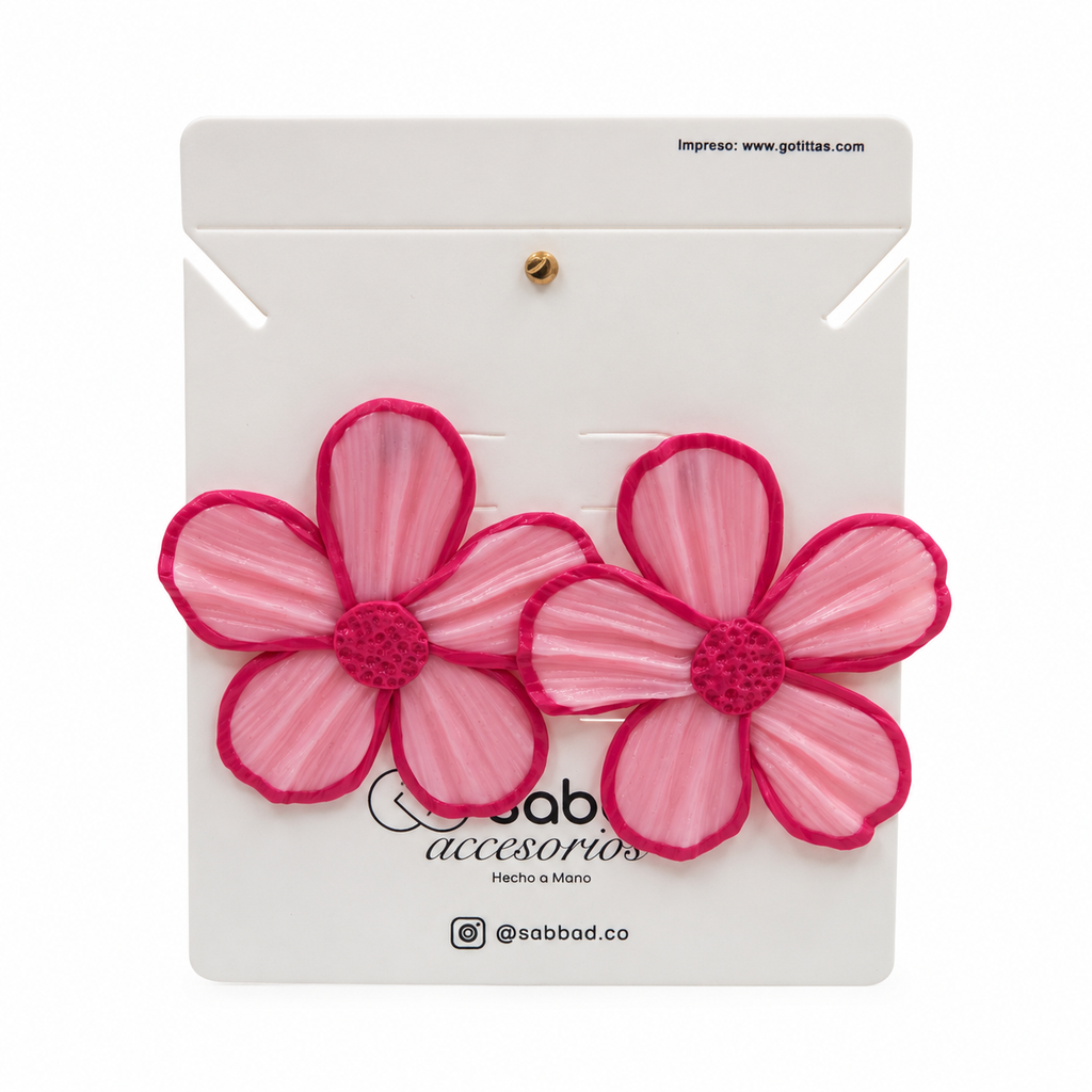 ARETES FLOR ROSA CÓDIGO 9109