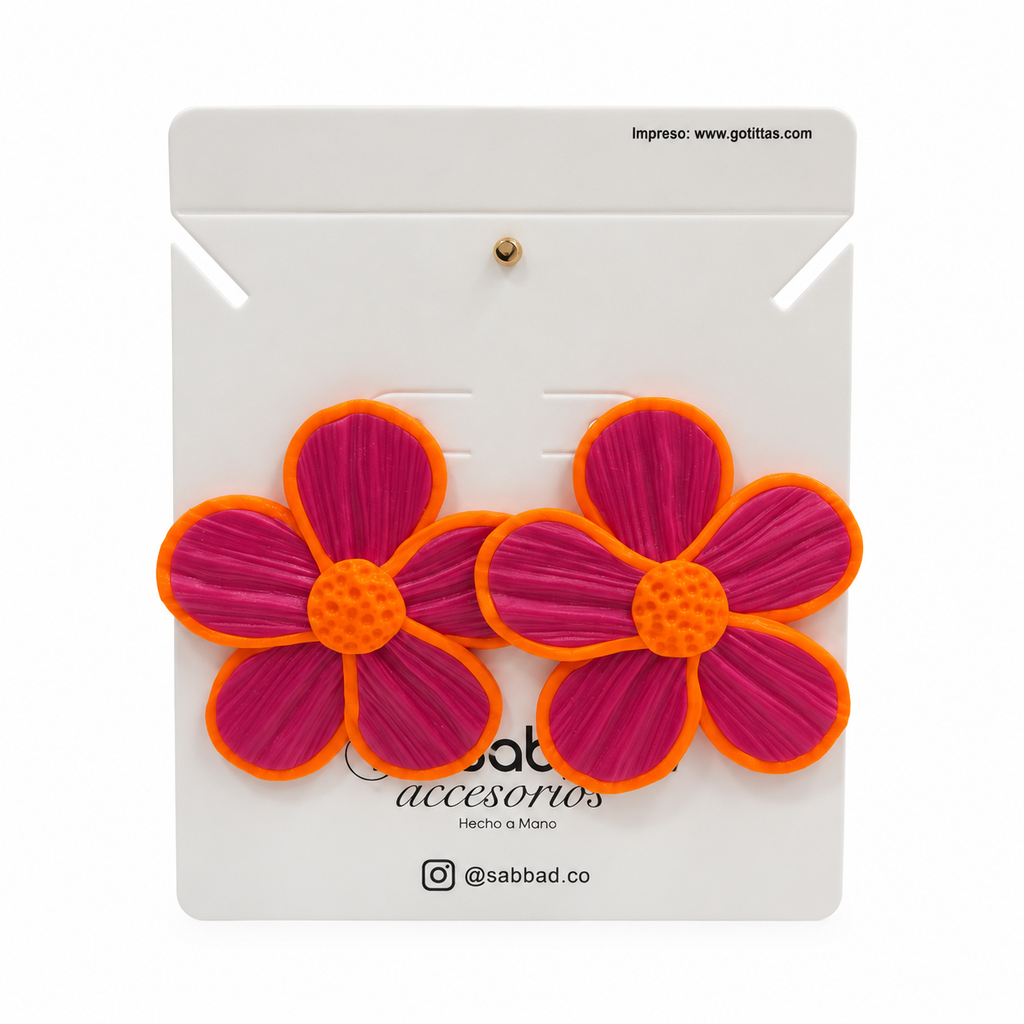 ARETES FLOR FUCSIA CÓDIGO 9109