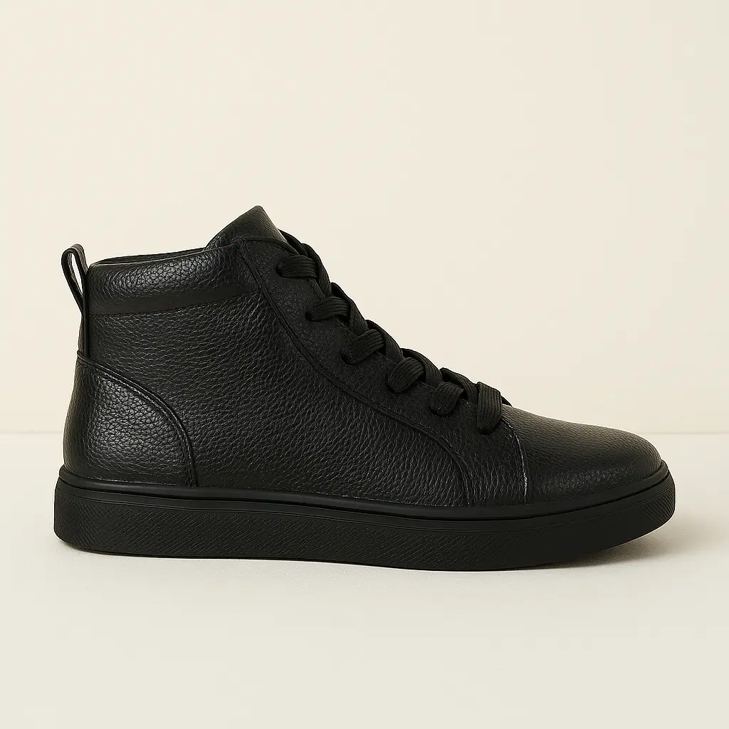 TENIS DE CUERO BOTA NEGROS
