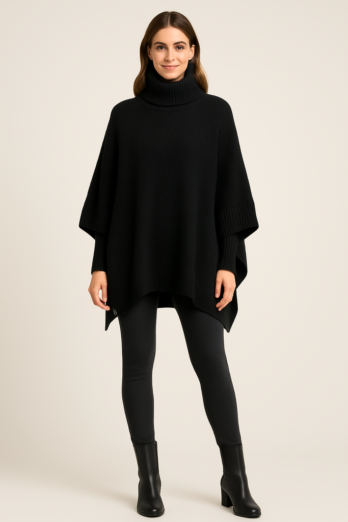 RUANA DE HILO CERRADA COLOR NEGRO