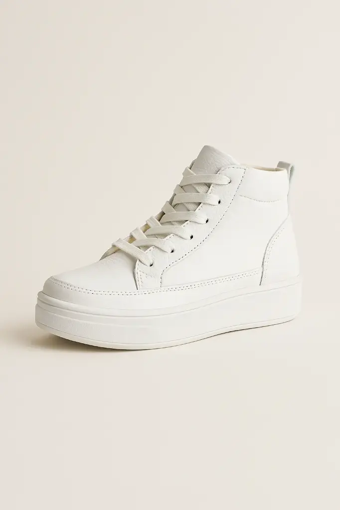 TENIS BOTA CUERO BLANCOS