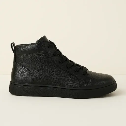 TENIS DE CUERO BOTA NEGROS