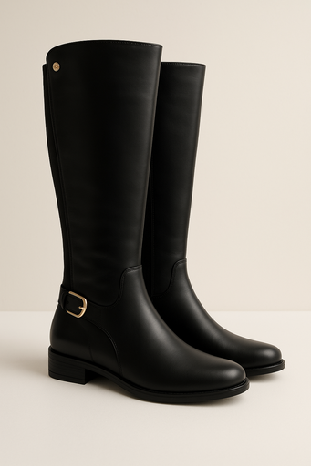 BOTAS EN CUERO CAÑA LARGA COLOR NEGRO