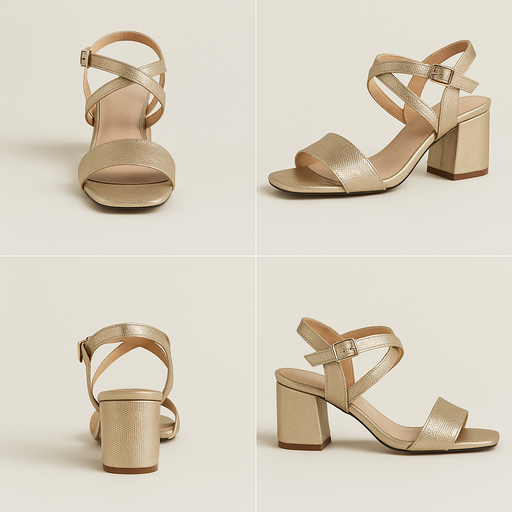 SANDALIAS EN CUERO DORADAS TACÓN 5/5